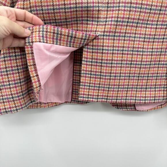 Talbots Wool Blend Plaid Blazer Sz 14P Pink Multi Lined Gold Buttons Office - Picture 6 of 14